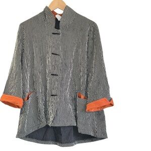 Moonlight - Button Front Mandarin Collar Asian Theme Women's Fashion Jacket Sz S